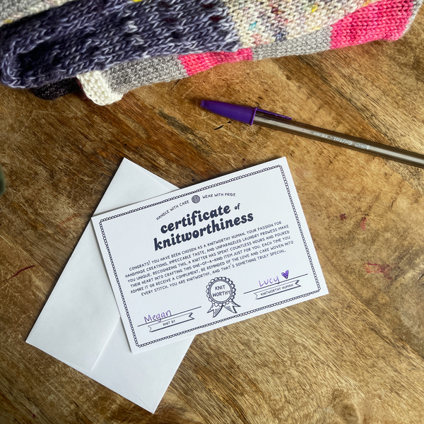 Knitworthy Certificates