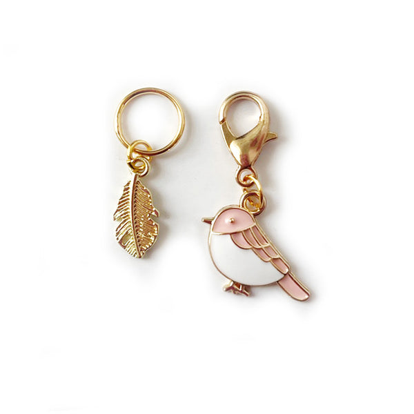 Pink Bird Stitch Marker Duo